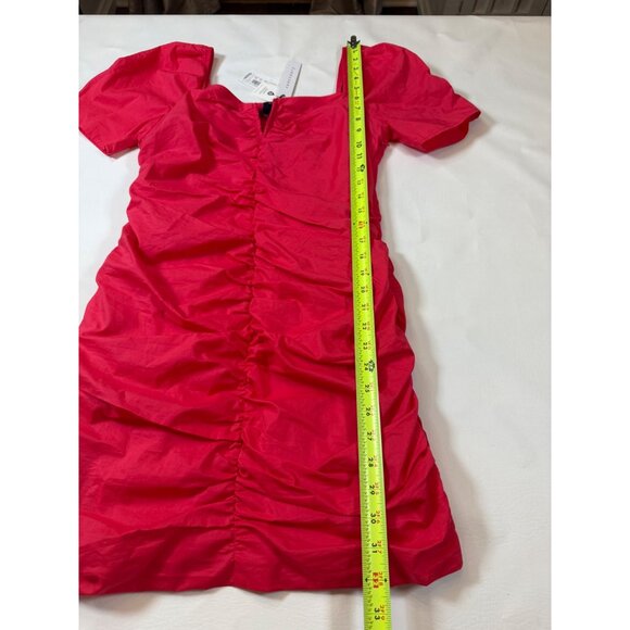 Sanctuary Red Ruched Puff Sleeve Mini Dress Size 4 Cotton Blend (bin JJ129) - Picture 7 of 9